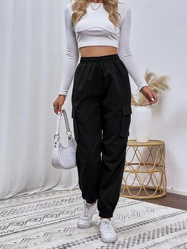 SOLY HUX Women's Drawstring High Waist Joggers Casual Outdoor Hiking Cargo Pants in Saudi Arabia