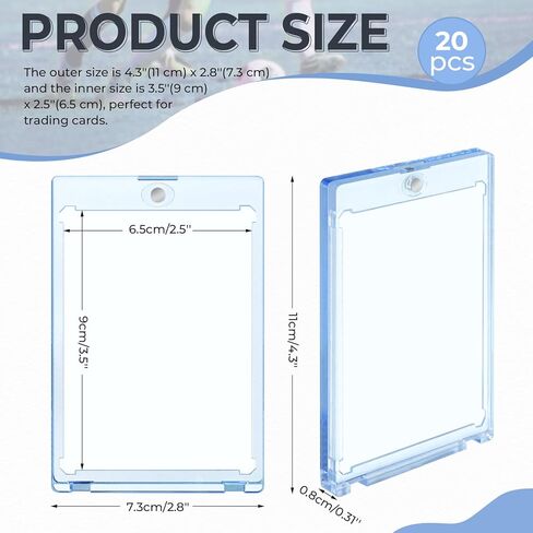 20 قطعة من حاملات البطاقات المغناطيسية، حافظة بطاقات تجارية مغناطيسية شفافة 35 بت، حامل بطاقات من الأكريليك الصلب، واقي بطاقة لبطاقة الألعاب الرياضية، مناسب للبطاقة القياسية in Kuwait