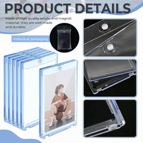 20 قطعة من حاملات البطاقات المغناطيسية، حافظة بطاقات تجارية مغناطيسية شفافة 35 بت، حامل بطاقات من الأكريليك الصلب، واقي بطاقة لبطاقة الألعاب الرياضية، مناسب للبطاقة القياسية in Kuwait