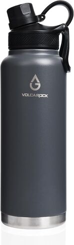 Stainless Steel Insulated Water Bottle with Straw Lid Dustproof and Leakproof 24/32/40/64 Oz, Hot Cold 24 Hours, Dishwasher Safe and Sweat Free-40 oz Grey in Saudi Arabia