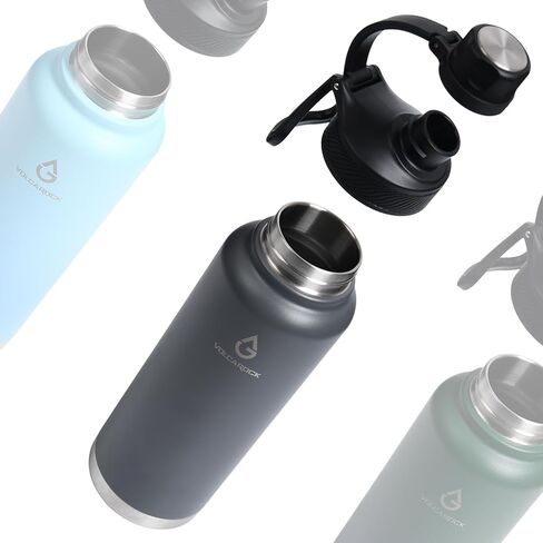 Stainless Steel Insulated Water Bottle with Straw Lid Dustproof and Leakproof 24/32/40/64 Oz, Hot Cold 24 Hours, Dishwasher Safe and Sweat Free-40 oz Grey in Saudi Arabia