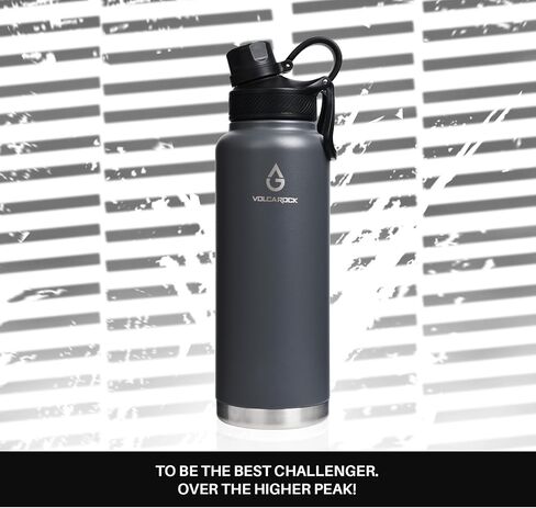 Stainless Steel Insulated Water Bottle with Straw Lid Dustproof and Leakproof 24/32/40/64 Oz, Hot Cold 24 Hours, Dishwasher Safe and Sweat Free-40 oz Grey in Saudi Arabia