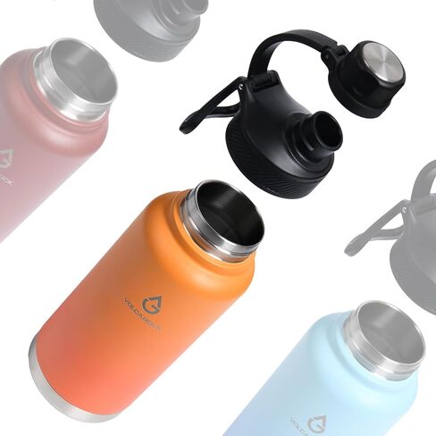 Stainless Steel Insulated Water Bottle with Straw Lid Dustproof and Leakproof 24/32/40/64 Oz, Hot Cold 24 Hours, Dishwasher Safe and Sweat Free-40 oz Grey in Saudi Arabia