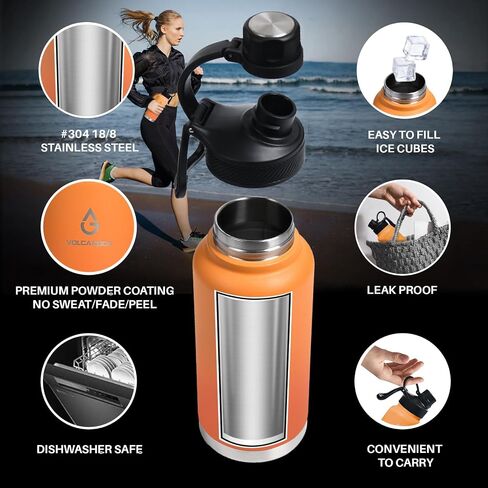 Stainless Steel Insulated Water Bottle with Straw Lid Dustproof and Leakproof 24/32/40/64 Oz, Hot Cold 24 Hours, Dishwasher Safe and Sweat Free-40 oz Grey in Saudi Arabia
