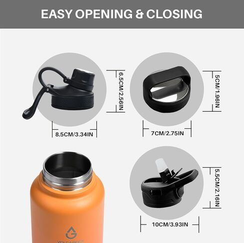 Stainless Steel Insulated Water Bottle with Straw Lid Dustproof and Leakproof 24/32/40/64 Oz, Hot Cold 24 Hours, Dishwasher Safe and Sweat Free-40 oz Grey in Saudi Arabia