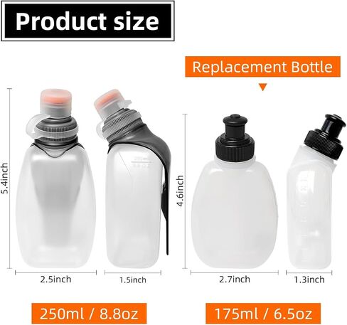 زجاجات مياه رياضية 8.5 أونصة (250 مل) و6 أونصة (175 مل)، خالية من مادة BPA للجري وركوب الدراجات والمشي والداخل والخارج - قطعتان in Saudi Arabia