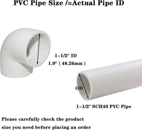 2PCS 2" 90 Degree Elbow PVC Pipe Fitting Adapter Coupling Connector Schedule 40 Slip (Socket x Socket) White Color in Saudi Arabia