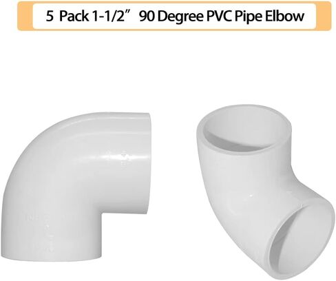 2PCS 2" 90 Degree Elbow PVC Pipe Fitting Adapter Coupling Connector Schedule 40 Slip (Socket x Socket) White Color in Saudi Arabia