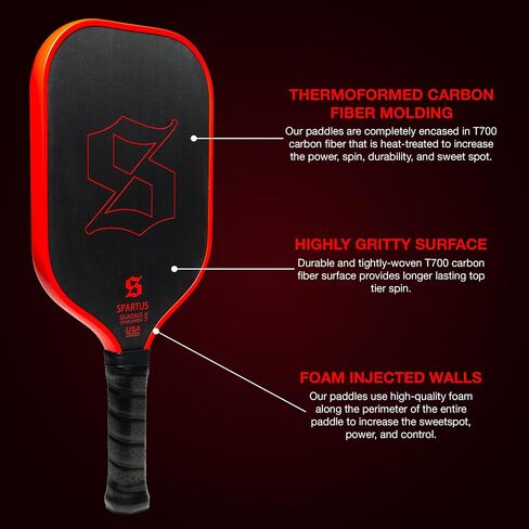 Spartus Gladius Centurion Carbon Fiber 16mm Pickleball Paddle - Thermoformed with Foam Injected Walls - Includes Paddle Cover in Saudi Arabia