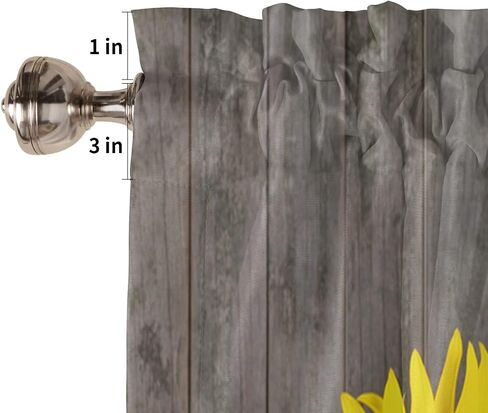 Natural Flowers Blooming Yellow Sunflowers Window Valance Rod Pocket Panel for Kitchen Bedroom Windows Vintage Farm Barn Door Planks Valances Short Curtain Bathroom Treatment Drapes in Kuwait