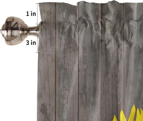 Natural Flowers Blooming Yellow Sunflowers Window Valance Rod Pocket Panel for Kitchen Bedroom Windows Vintage Farm Barn Door Planks Valances Short Curtain Bathroom Treatment Drapes in Kuwait