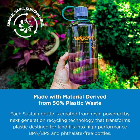 زجاجة مياه Nalgene Sustain Tritan خالية من مادة BPA مصنوعة من مواد مشتقة من 50% من النفايات البلاستيكية، 32 أونصة، فم ضيق in Kuwait