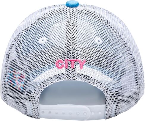 قبعة كرة القدم مانشستر سيتي "Serve" Trucker Snapback القابلة للتعديل (أزرق فاتح/أبيض) in Kuwait