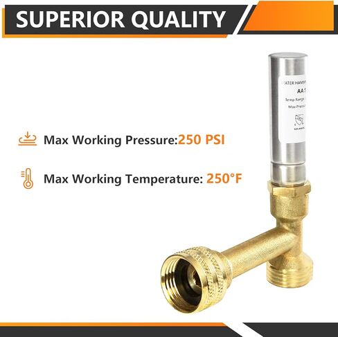 2-Pack Stainless Steel Water Hammer Arrestor, 3/4-Inch FHT x 3/4-Inch MHT for Washing Machine, Reduce Banging Noise in Kuwait