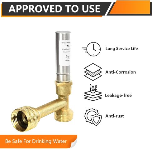 2-Pack Stainless Steel Water Hammer Arrestor, 3/4-Inch FHT x 3/4-Inch MHT for Washing Machine, Reduce Banging Noise in Kuwait