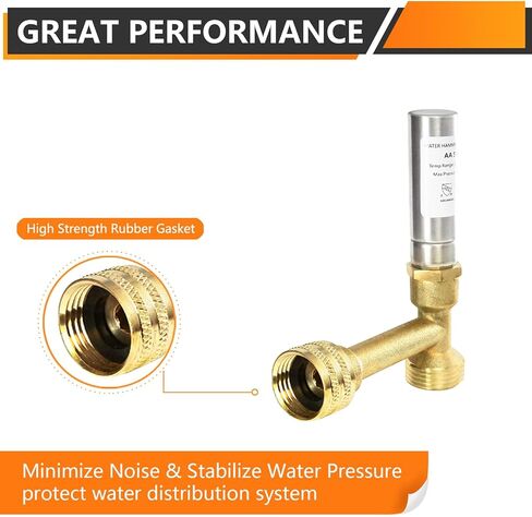 2-Pack Stainless Steel Water Hammer Arrestor, 3/4-Inch FHT x 3/4-Inch MHT for Washing Machine, Reduce Banging Noise in Kuwait