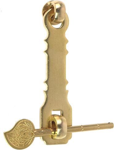 قفل نحاسي عتيق بمشبك على الطراز الصيني مع مسمار قفل لباب الخزانة صندوق خشبي وحقيبة عرض (ذهبي 4.16 بوصة) in Kuwait