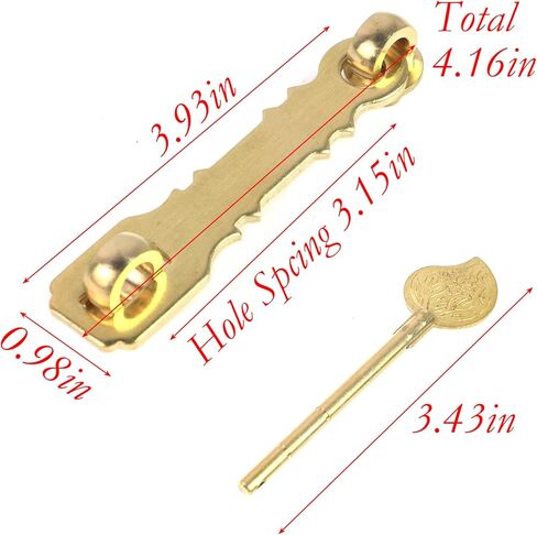 قفل نحاسي عتيق بمشبك على الطراز الصيني مع مسمار قفل لباب الخزانة صندوق خشبي وحقيبة عرض (ذهبي 4.16 بوصة) in Kuwait