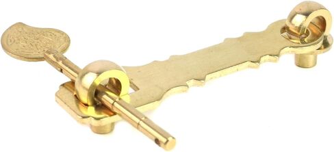 قفل نحاسي عتيق بمشبك على الطراز الصيني مع مسمار قفل لباب الخزانة صندوق خشبي وحقيبة عرض (ذهبي 4.16 بوصة) in Kuwait