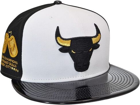 New Era Chicago Bulls 9FIFTY 6X NBA Finals Champions Retro Hook 11 Gratitude Snapback Cap, Hat, Black White Gold in Saudi Arabia