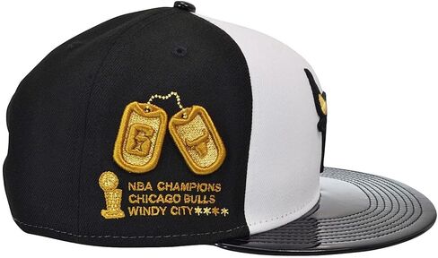 New Era Chicago Bulls 9FIFTY 6X NBA Finals Champions Retro Hook 11 Gratitude Snapback Cap, Hat, Black White Gold in Saudi Arabia