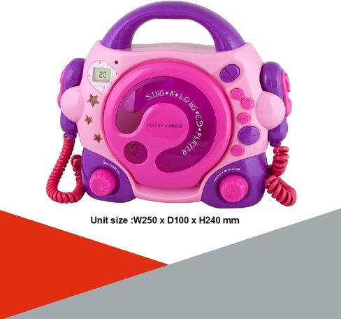 مشغل أقراص مضغوطة HANNLOMAX HX-335CD مع ميكروفون مزدوج غنائي طويل (وردي/بنفسجي) in Saudi Arabia