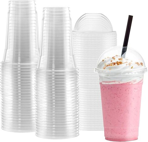 Netko Plastic Cups with Dome Lids 50 Sets Of 16 OZ Cups with Lids in Saudi Arabia