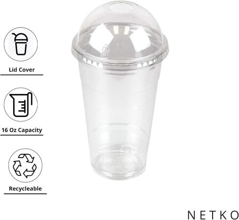 Netko Plastic Cups with Dome Lids 50 Sets Of 16 OZ Cups with Lids in Saudi Arabia