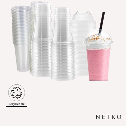 Netko Plastic Cups with Dome Lids 50 Sets Of 16 OZ Cups with Lids in Saudi Arabia