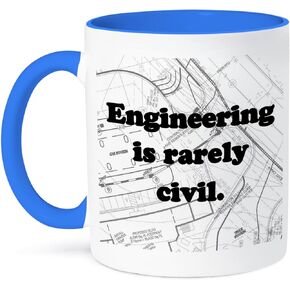 3dRose Engineering Is Rarely Civil Mug, 11 oz, Black