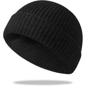 Trawler Beanie Hat - Short Fisherman Beanies in Cold Weather Stretch Skull Cap Retro and Hip-hop Style