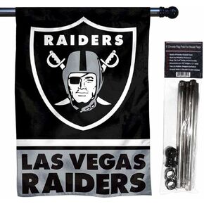 WinCraft Raiders Banner House Flag and 5 Foot Flagpole Set