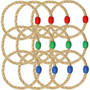 12 Pack Rope Ring Toss Game Replacement Parts for Adults and Kids, Outdoor Toss Rings for Agility Practice and Speed Game and Yard Games and Lawn Games for Party (3 Colors-Red Green Blue)