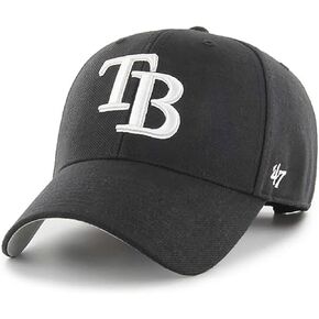 '47 Tampa Bay Rays Hat Mens Womens MVP Adjustable Cap, Structured Fit, Black/White