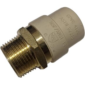 5 Pieces 3/4" Male NPT x 3/4" CPVC Adapter, 3/4" CPVC Male Adapter, Brass, 5 Packs