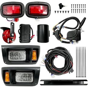 Golf Cart LED Light Kit (12V) for Club Car Precedent G&E (2004 UP), Deluxe Light Kit with Turn Signals, Hazard Flasher, Horn and Brake