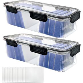 2 Pcs Card Storage Box, 2 Pcs Trading Card Storage Box with 10 Dividers, Card Storage Boxes for Trading Cards, Highly Transparent Plastic Storage Box for Card Loaders (Holds 1200 Pieces)