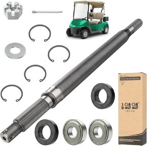 10L0L Golf Cart RXV Passenger Side Rear Spline Axle Shaft with Bearing Seal Kit fits EZGO RXV Electric 2008 UP,16.2" Long, Replaces OEM# 620341, 614209