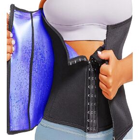 Sweat Band Stomach Wrap Sauna Waist Trainer for Women Belly Fat Burner Weight Loss Waist Trimmer Tummy Sweat Belt Workout (Black Blue, XX-Large)