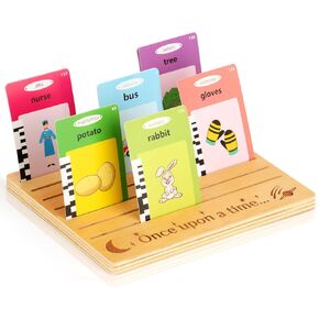 حافظة بطاقات خشبية حامل بطاقات اللعب ملحقات صندوق تخزين البطاقات منظم سطح المكتب منظم صينية البطاقات يحمل ما يصل إلى 21 بطاقة مقاس 7.9 × 6.5 × 0.4 بوصة لبطاقات الأطفال وبطاقات الصور وحفلات البوكر in Kuwait