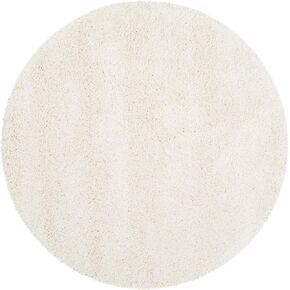 SAFAVIEH Milan Shag Collection Area Rug - 5'1" Round, Ivory, Solid Design, Non-Shedding & Easy Care, 2-inch Thick Ideal for High Traffic Areas in Living Room, Bedroom (SG180-1212)