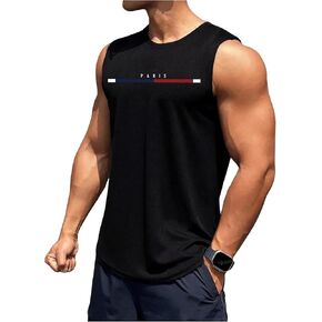 WDIRARA Men's Letter Print Round Neck Sleeveless Tank Top Active Gym Fitness T Shirt