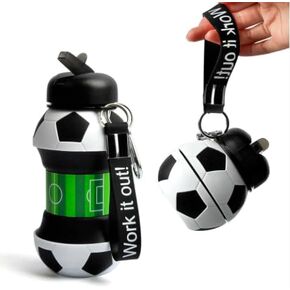 Soccer Water Bottle: Collapsible Silicone, BPA-Free, Leak-Proof, Portable Football Drink Bottle - Stay Hydrated Anywhere, Anytime!