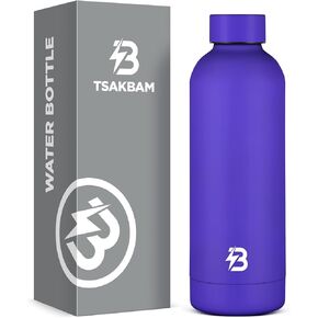 Insulated Water Bottle with Lid, 17 oz Reusable Leak-Proof Metal Stainless Steel Water Bottles for Travel, Sports, Gym, Outdoor (Sky Blue)