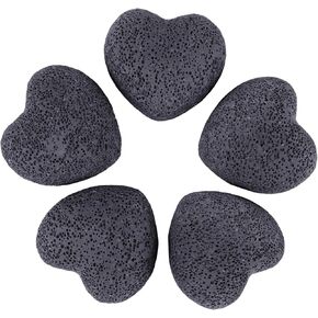 Nupuyai Pack of 5 Heart Shaped Lava Stones, Lava Rock Diffuser for Essential Oils, Palm Worry Stone for Reiki Balance Meditation, Yellow