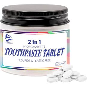 2 in 1 Nano Hydroxyapatite Toothpaste Tablets - Fluoride-Free, Enamel-Friendly, Eco-Friendly Packaging, Natural Mint Flavor, Perfect for Travel