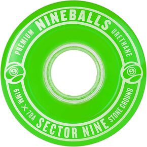 عجلات القطاع 9 Nineballs Premium Longboard مقاس 61 مم 78A باللون الأخضر