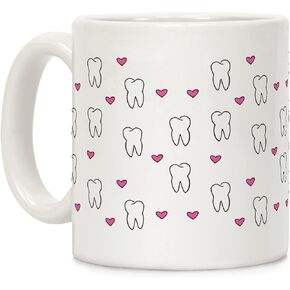 LookHUMAN Tooth Pattern White 11 Ounce Ceramic Coffee Mug