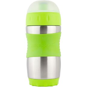 Kid Basix Safe Sporter, Lunch & Sport Stainless Steel Water Bottle, Easy Pull Spout, Mud Cap, Dishwasher Safe, Holds 12oz, Blue in Saudi Arabia