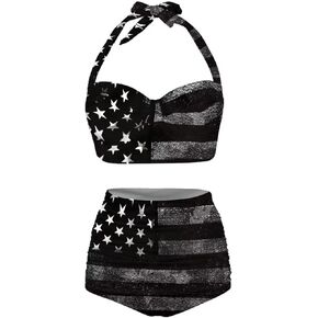 Sprowallow Women's Bikini Set High Waisted Two Piece Bathing Suits Swimsuit V Neck Push Up Swimwear